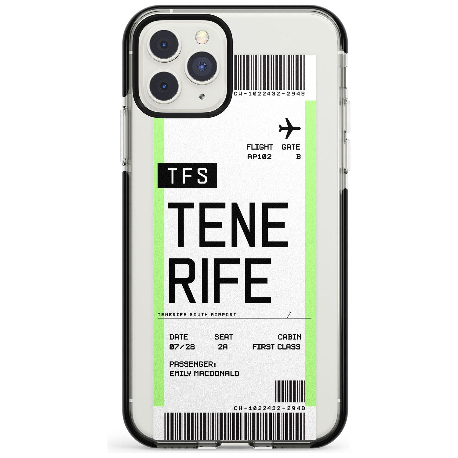 Tenerife Boarding Pass iPhone Case  Black Impact Custom Phone Case - Case Warehouse