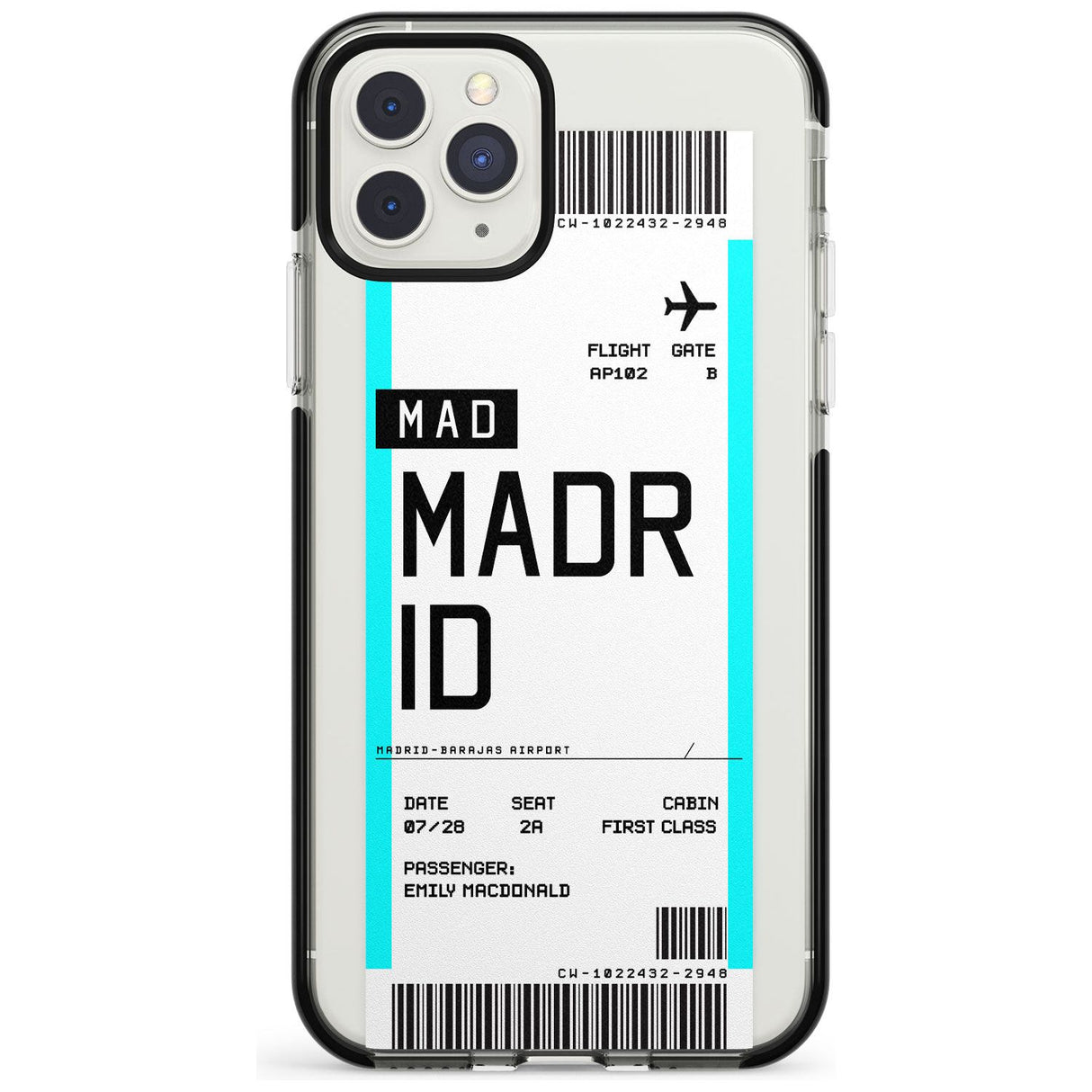 Madrid Boarding Pass iPhone Case  Black Impact Custom Phone Case - Case Warehouse