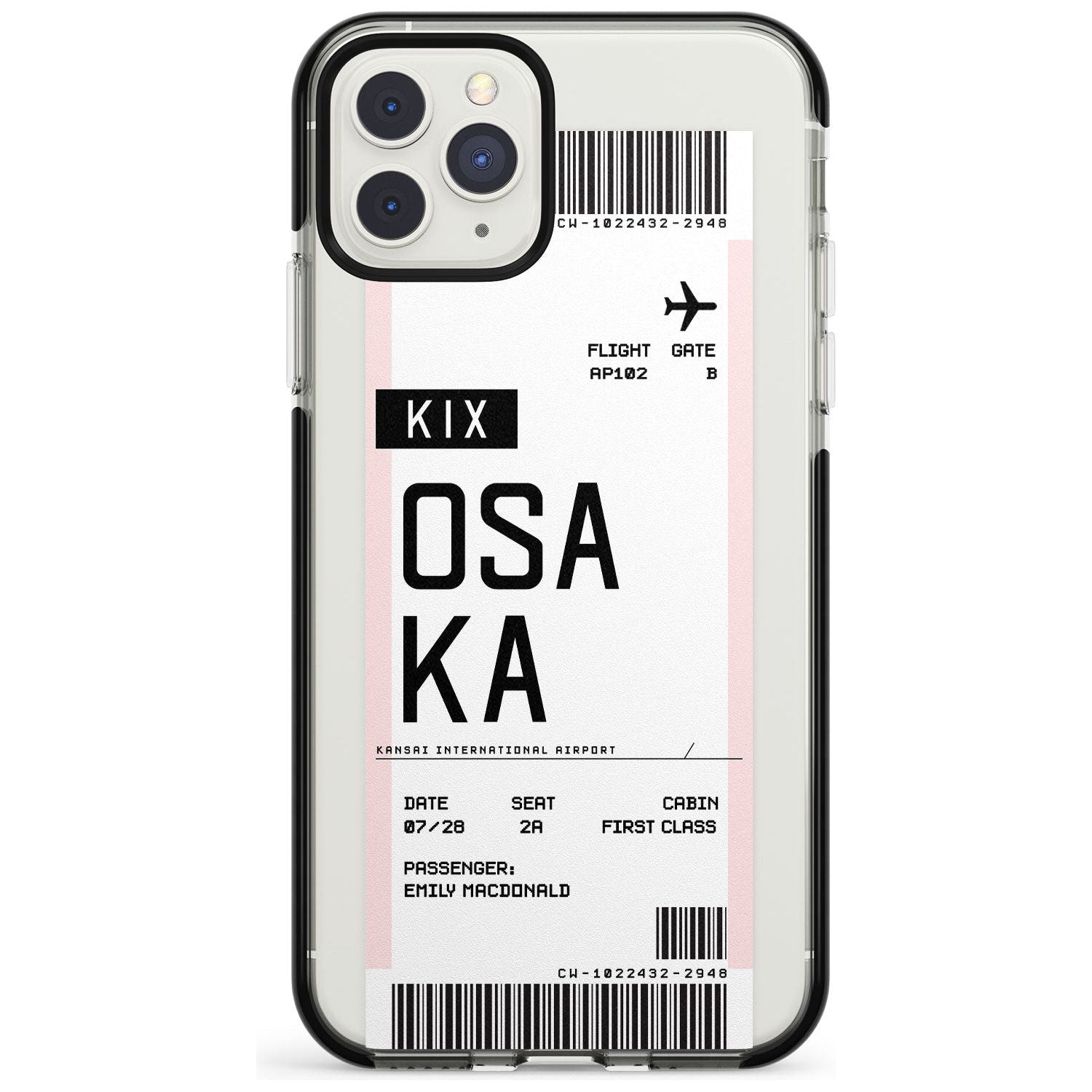 Osaka Boarding Pass iPhone Case  Black Impact Custom Phone Case - Case Warehouse