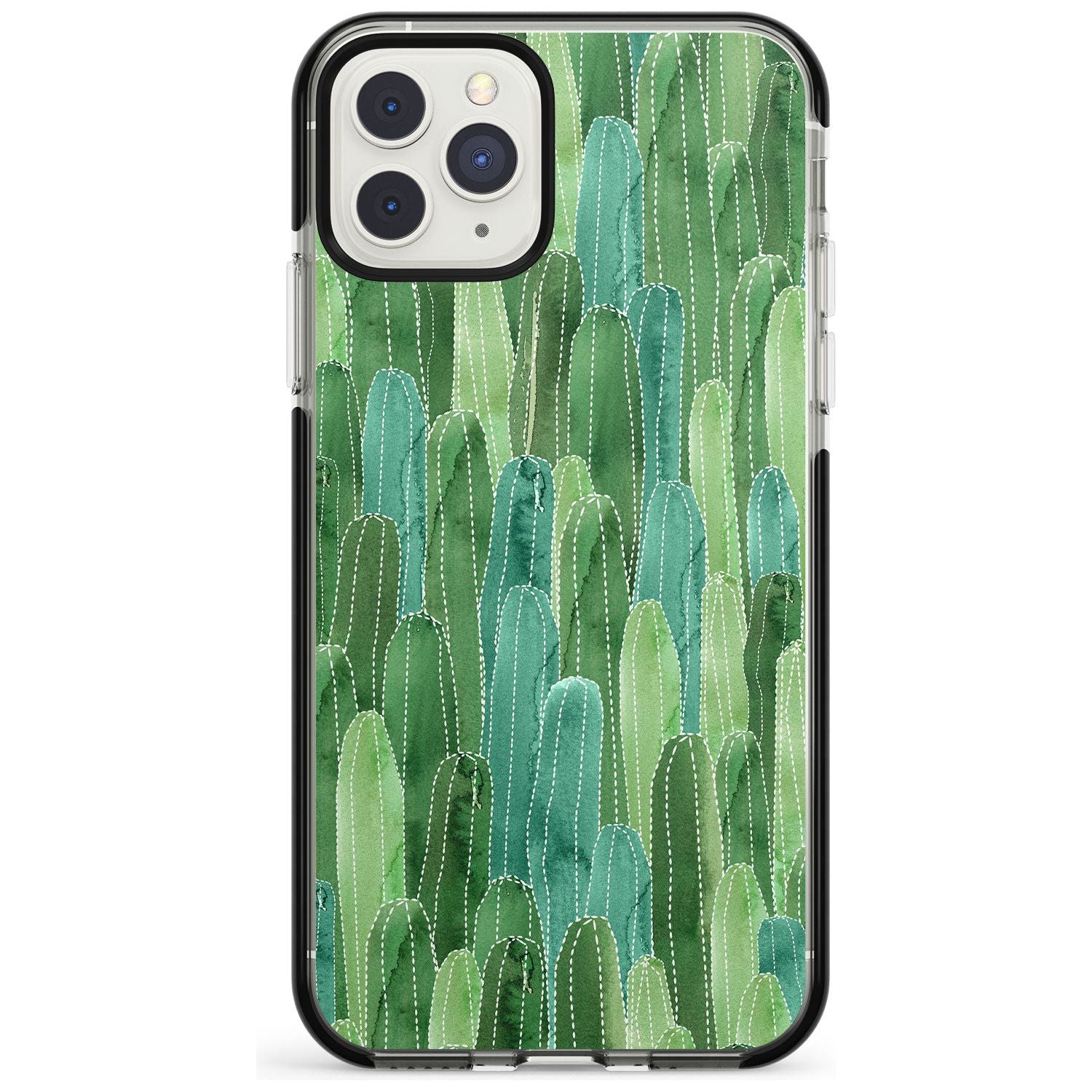 Skinny Cacti Pattern Design Black Impact Phone Case for iPhone 11 Pro Max