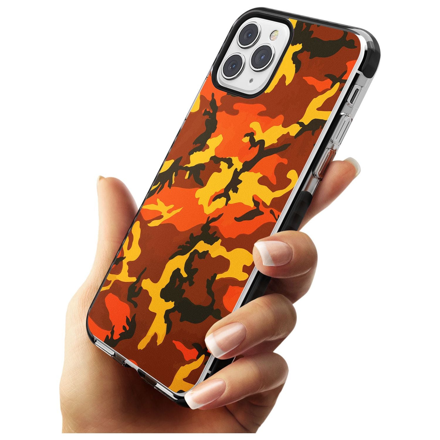 Orange Camo Black Impact Phone Case for iPhone 11