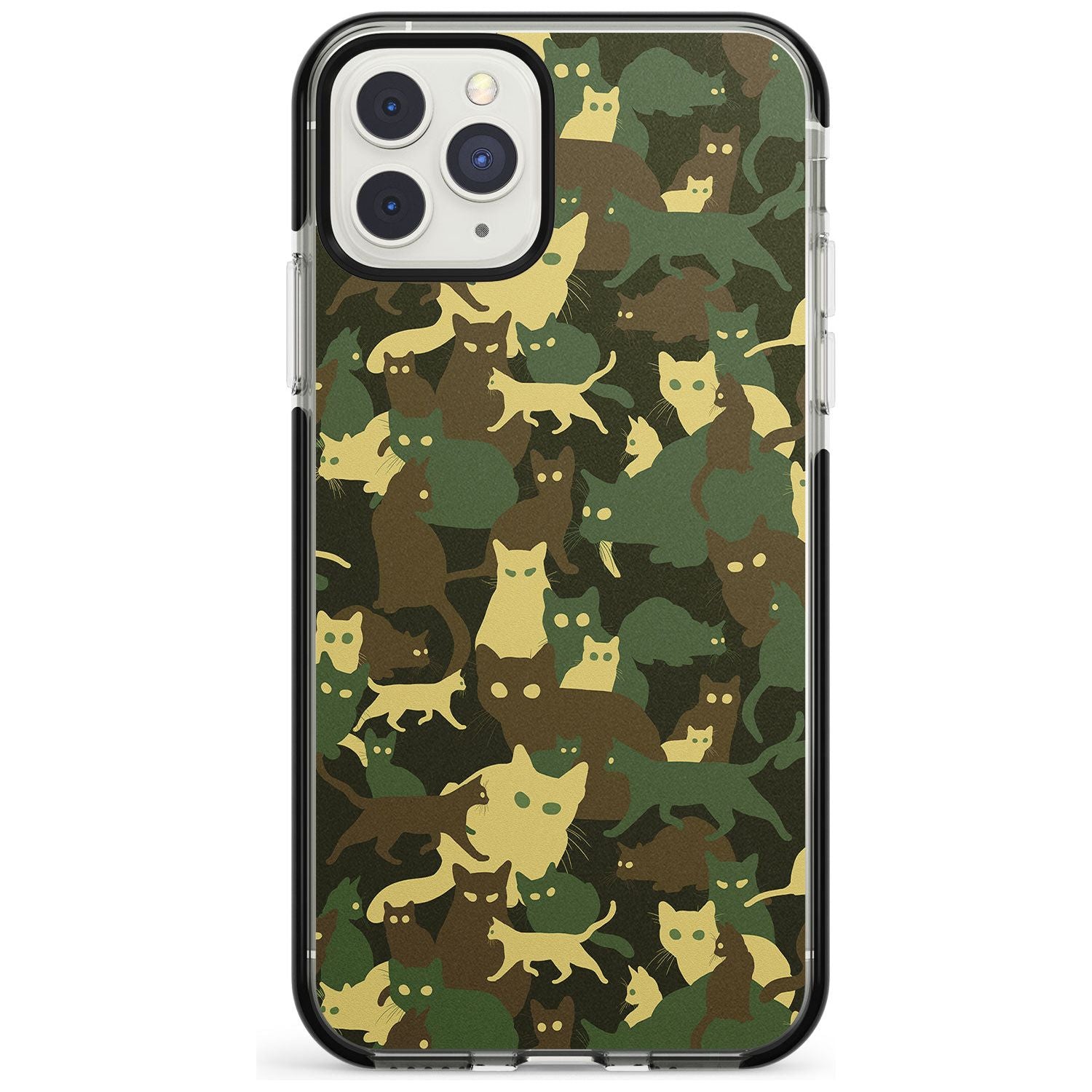 Forest Green Cat Camouflage Pattern Black Impact Phone Case for iPhone 11 Pro Max