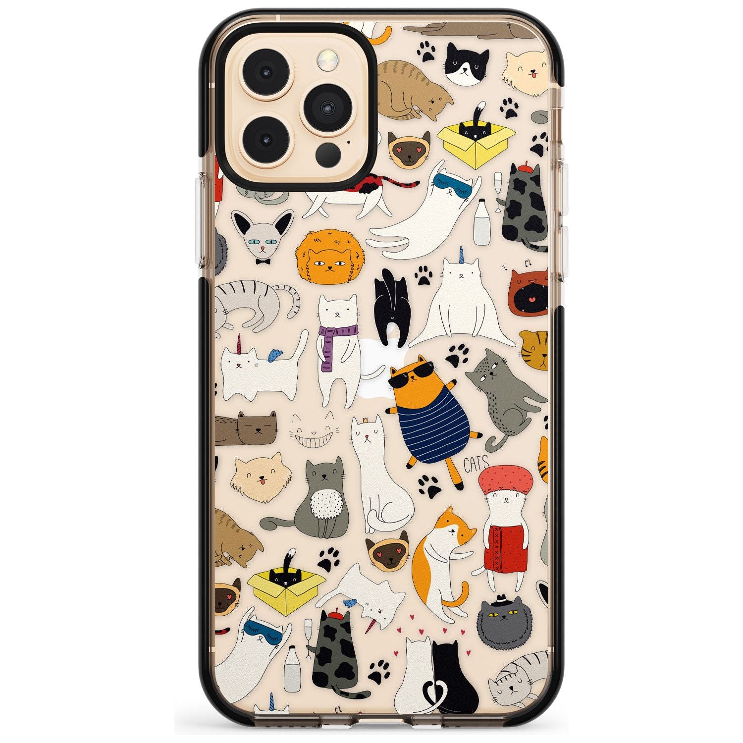 Cartoon Cat Collage - Colour Pink Fade Impact Phone Case for iPhone 11