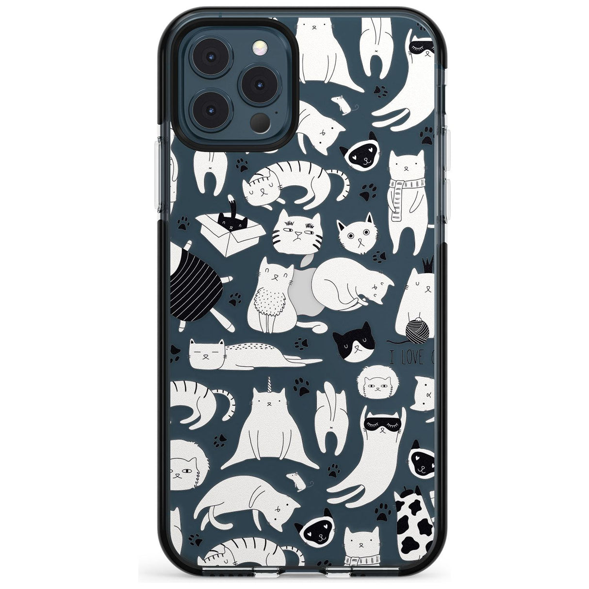 Cartoon Cat Collage - Black & White Pink Fade Impact Phone Case for iPhone 11