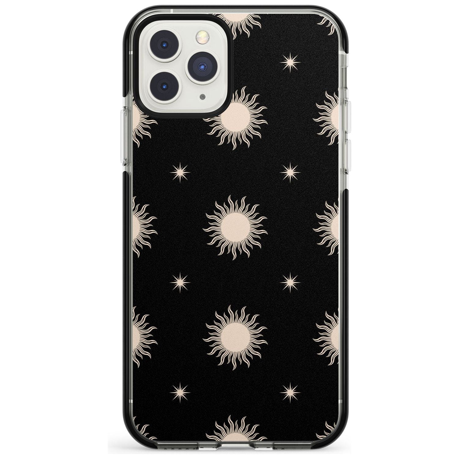 Celestial Patterns Classic Suns (Black) Phone Case iPhone 11 Pro Max / Black Impact Case,iPhone 11 Pro / Black Impact Case,iPhone 12 Pro Max / Black Impact Case Blanc Space