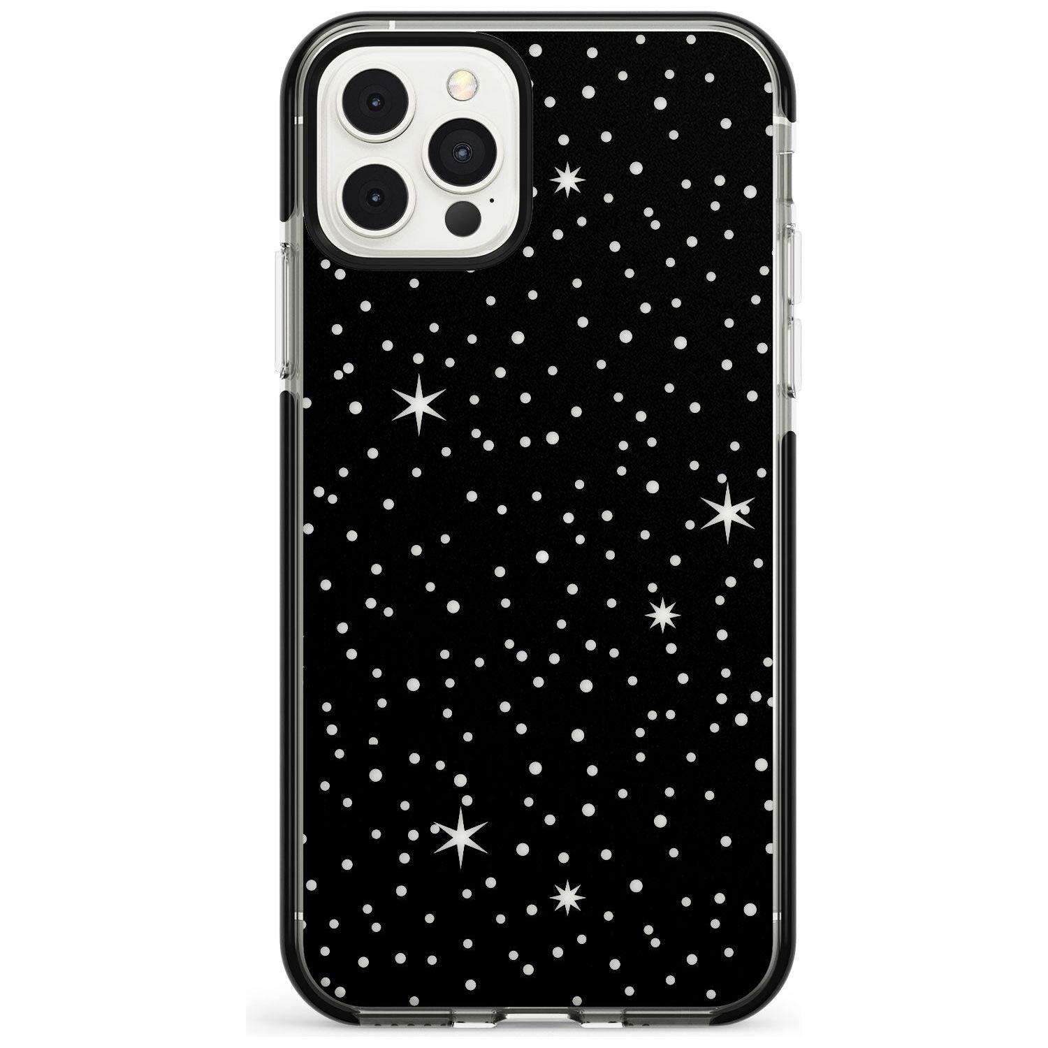Celestial  Cut-Out Stars Phone Case iPhone 11 Pro Max / Black Impact Case,iPhone 11 Pro / Black Impact Case,iPhone 12 Pro Max / Black Impact Case Blanc Space