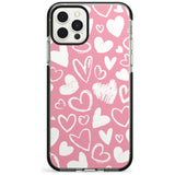 Chalk Hearts Black Impact Phone Case for iPhone 11