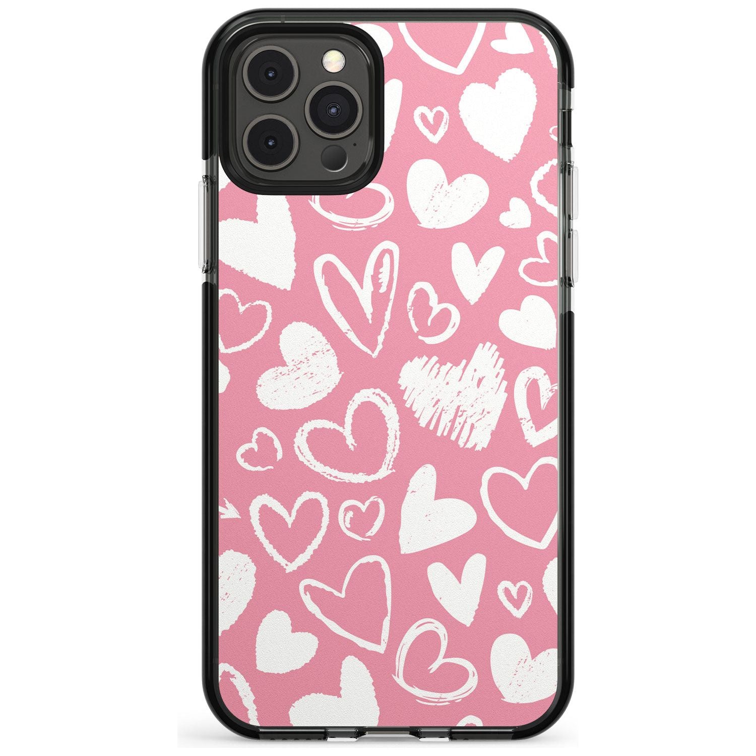 Chalk Hearts Black Impact Phone Case for iPhone 11
