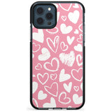 Chalk Hearts Black Impact Phone Case for iPhone 11