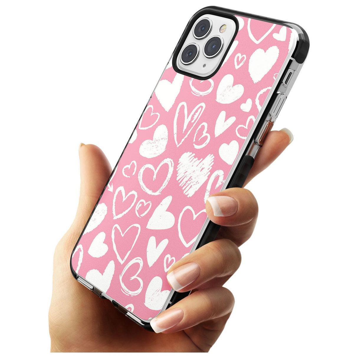 Chalk Hearts Black Impact Phone Case for iPhone 11