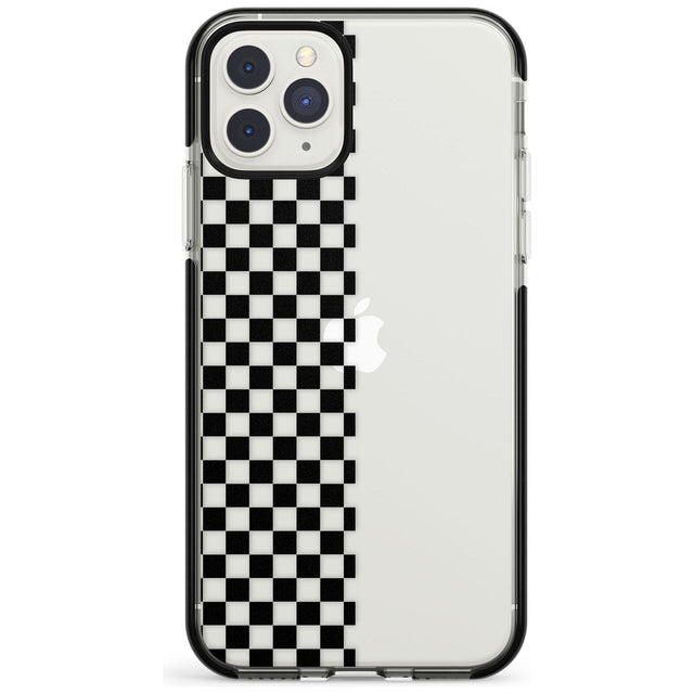 Checker: Half Black Check on Clear Phone Case iPhone 11 Pro Max / Black Impact Case,iPhone 11 Pro / Black Impact Case,iPhone 12 Pro Max / Black Impact Case Blanc Space