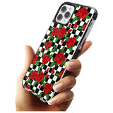 Checkered Pattern & Red Roses Black Impact Phone Case for iPhone 11 Pro Max