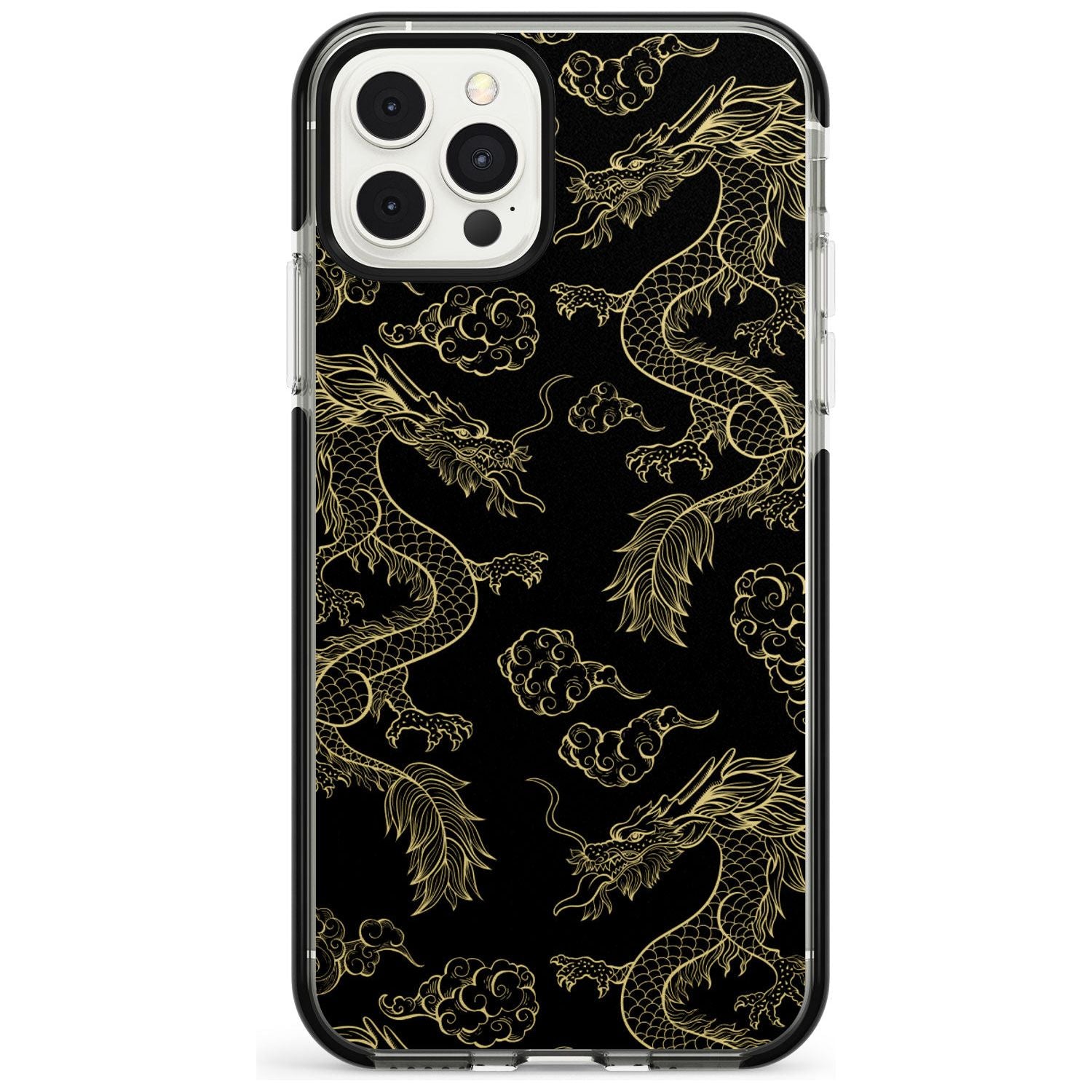 Black and Gold Dragon Pattern Black Impact Phone Case for iPhone 11