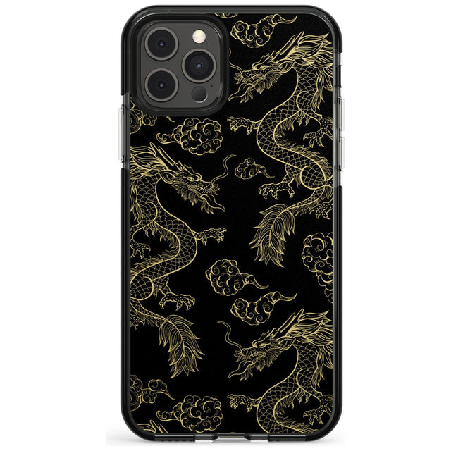 Black and Gold Dragon Pattern Black Impact Phone Case for iPhone 11