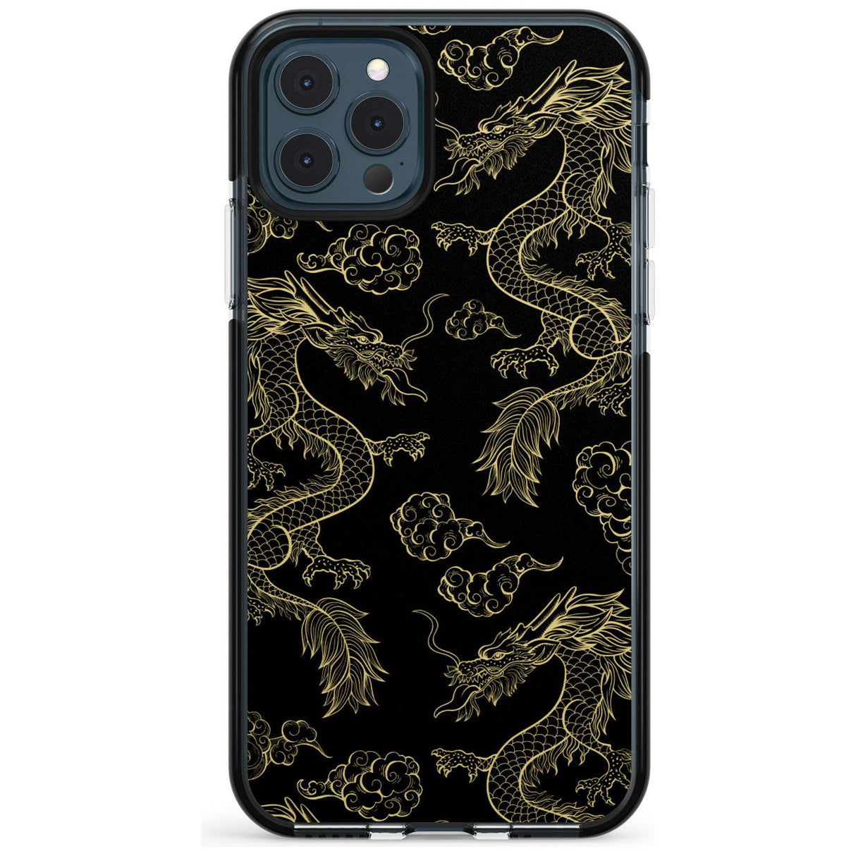 Black and Gold Dragon Pattern Black Impact Phone Case for iPhone 11