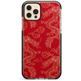 Red and Gold Dragon Pattern Black Impact Phone Case for iPhone 11