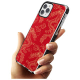 Red and Gold Dragon Pattern Black Impact Phone Case for iPhone 11