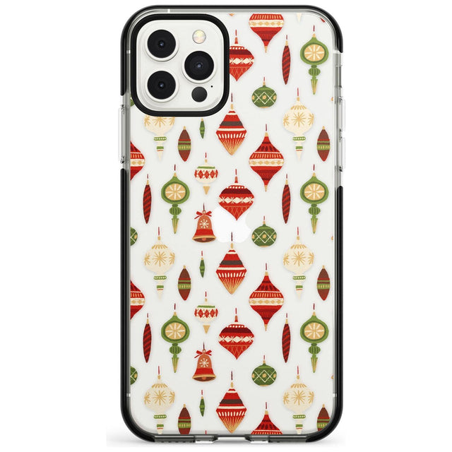 Christmas Baubles Pattern Black Impact Phone Case for iPhone 11