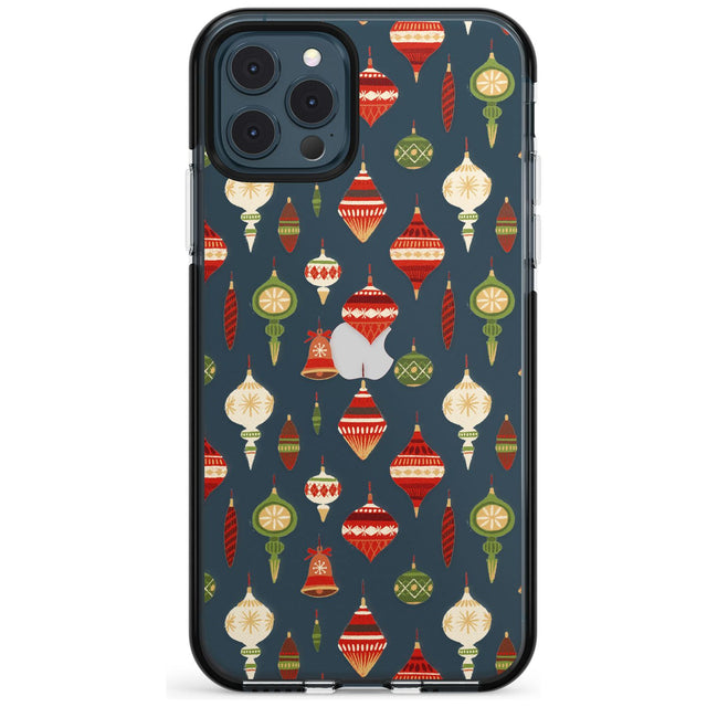 Christmas Baubles Pattern Black Impact Phone Case for iPhone 11