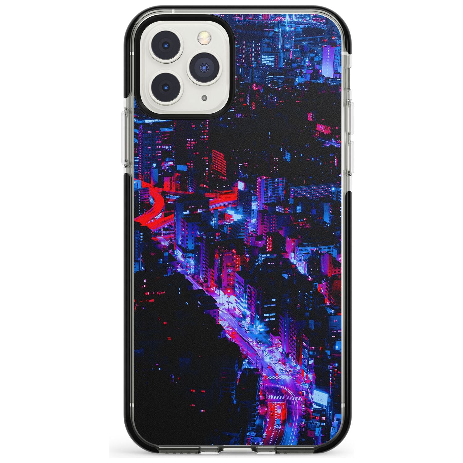 Arial City View - Neon Cities Photographs Black Impact Phone Case for iPhone 11 Pro Max