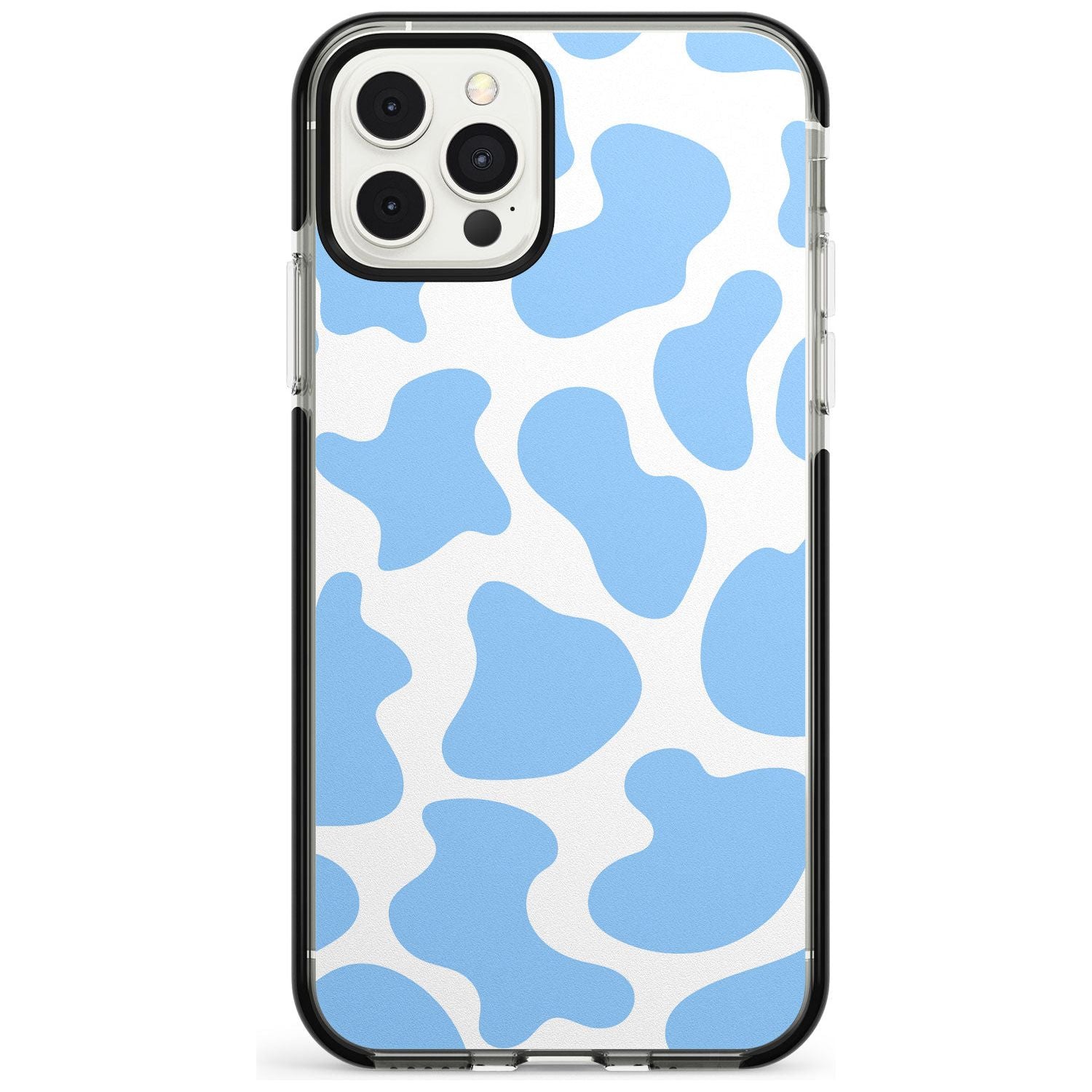 Blue and White Cow Print Black Impact Phone Case for iPhone 11