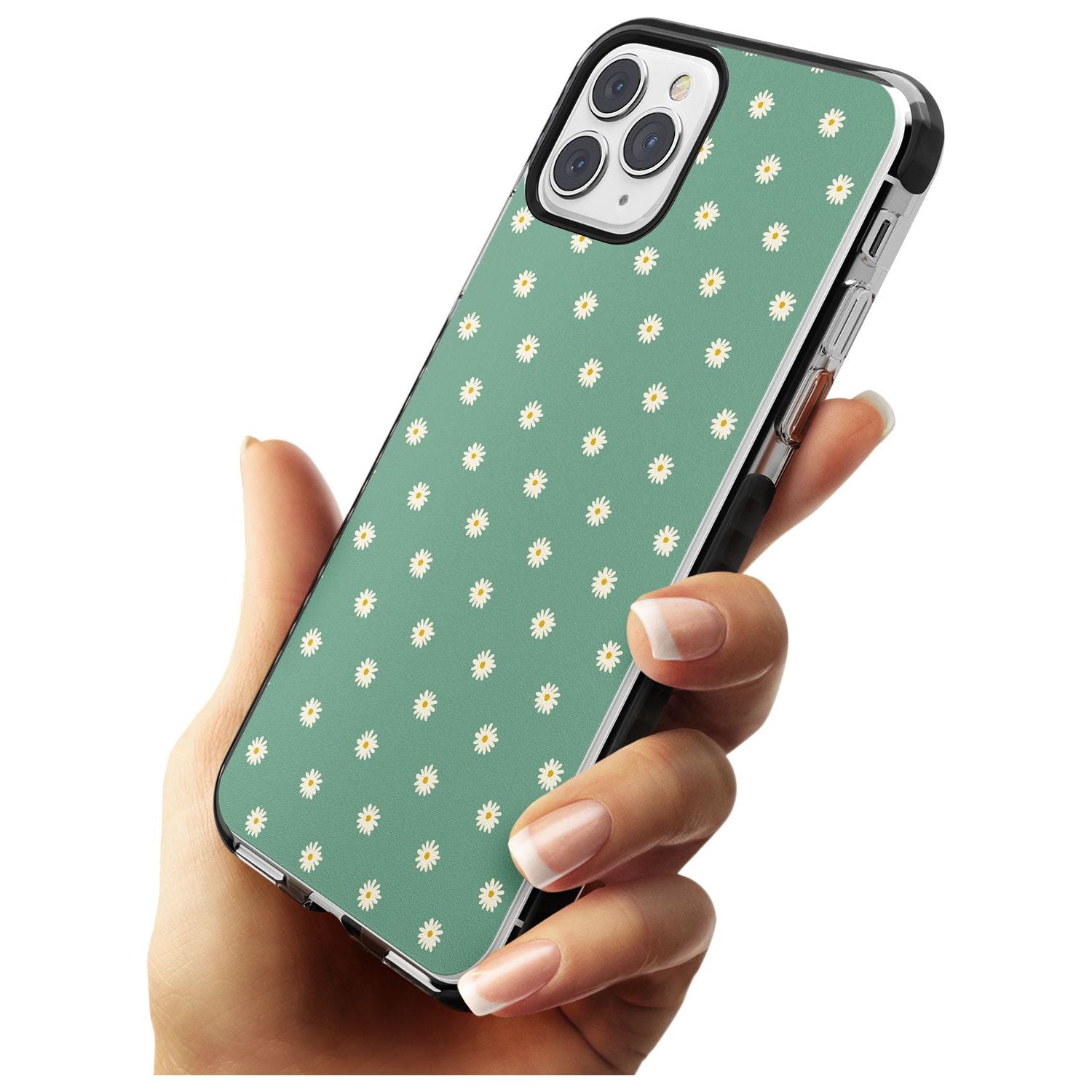 Daisy Pattern - Teal Cute Floral Daisy Design Pink Fade Impact Phone Case for iPhone 11
