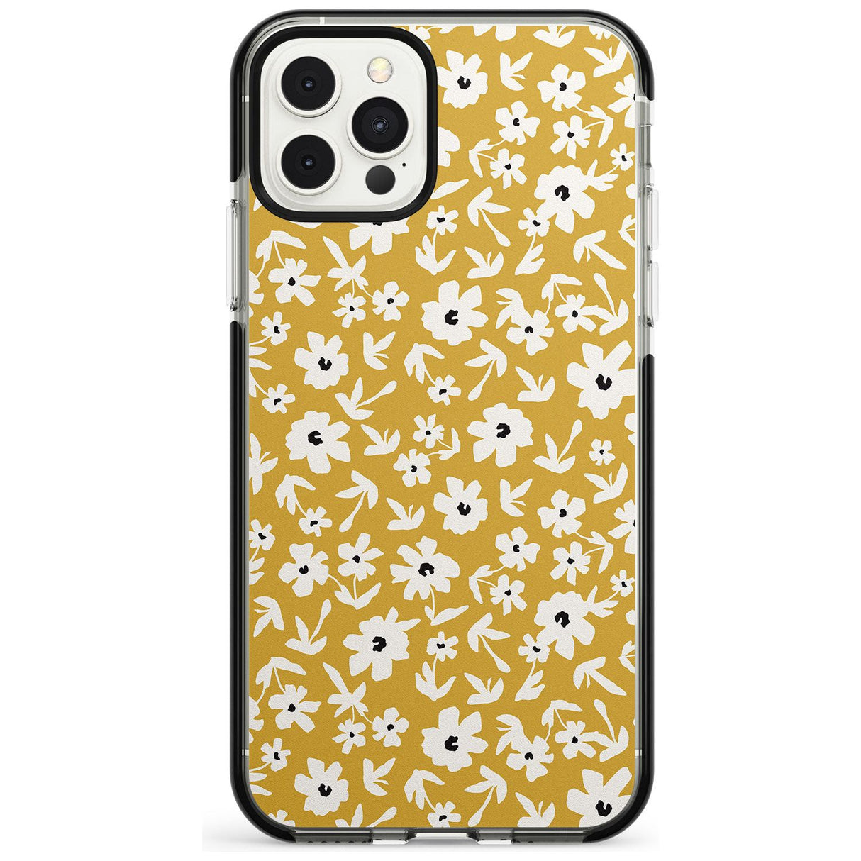 Floral Print on Mustard - Cute Floral Design Pink Fade Impact Phone Case for iPhone 11