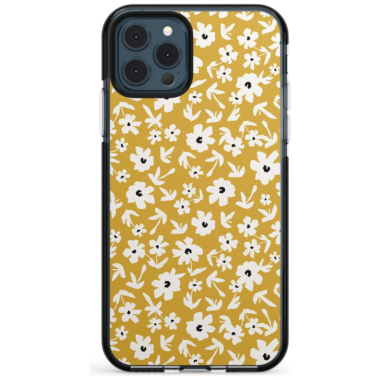 Floral Print on Mustard - Cute Floral Design Pink Fade Impact Phone Case for iPhone 11