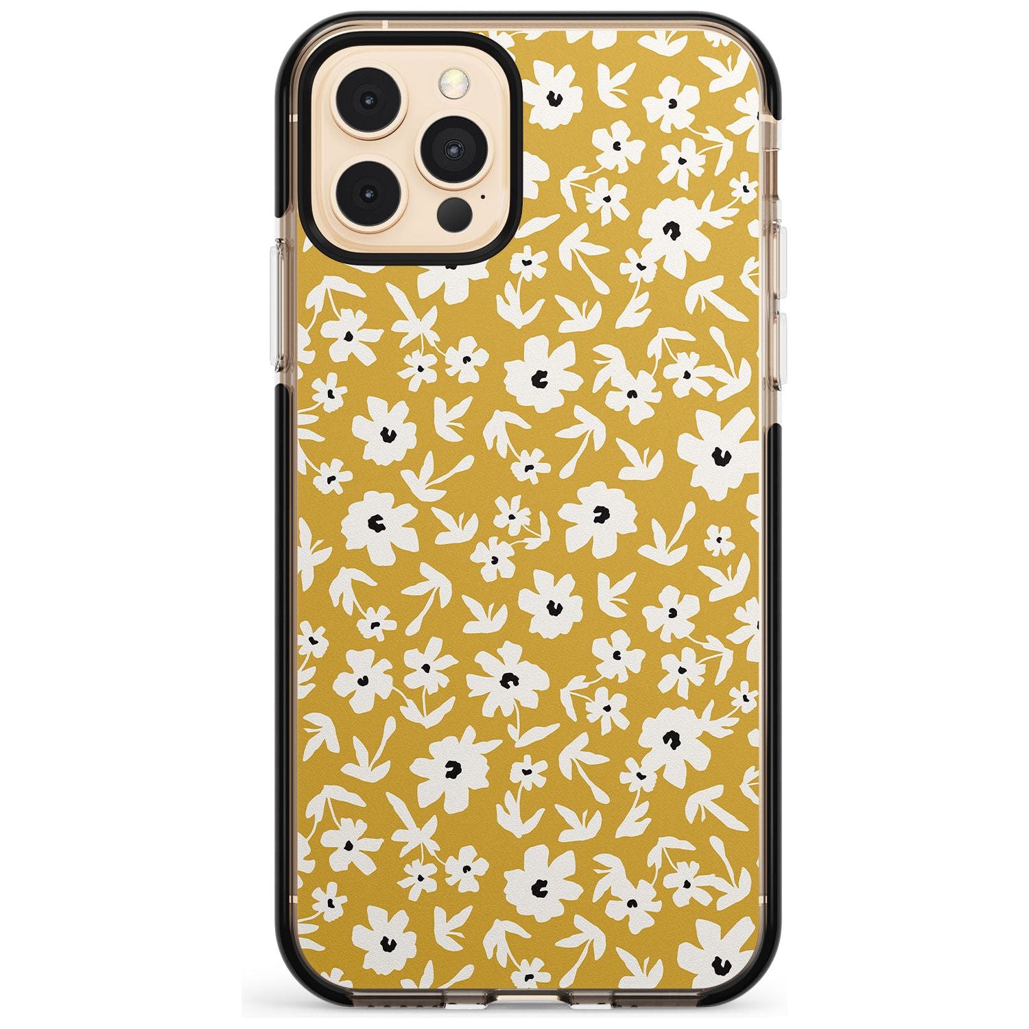 Floral Print on Mustard - Cute Floral Design Pink Fade Impact Phone Case for iPhone 11