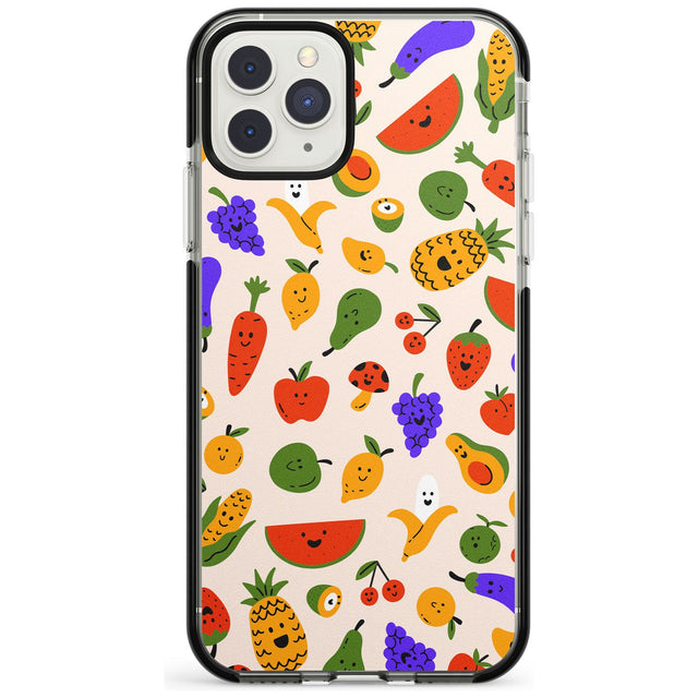 Mixed Kawaii Food Icons - Solid iPhone Case Black Impact Phone Case Warehouse 11 Pro Max