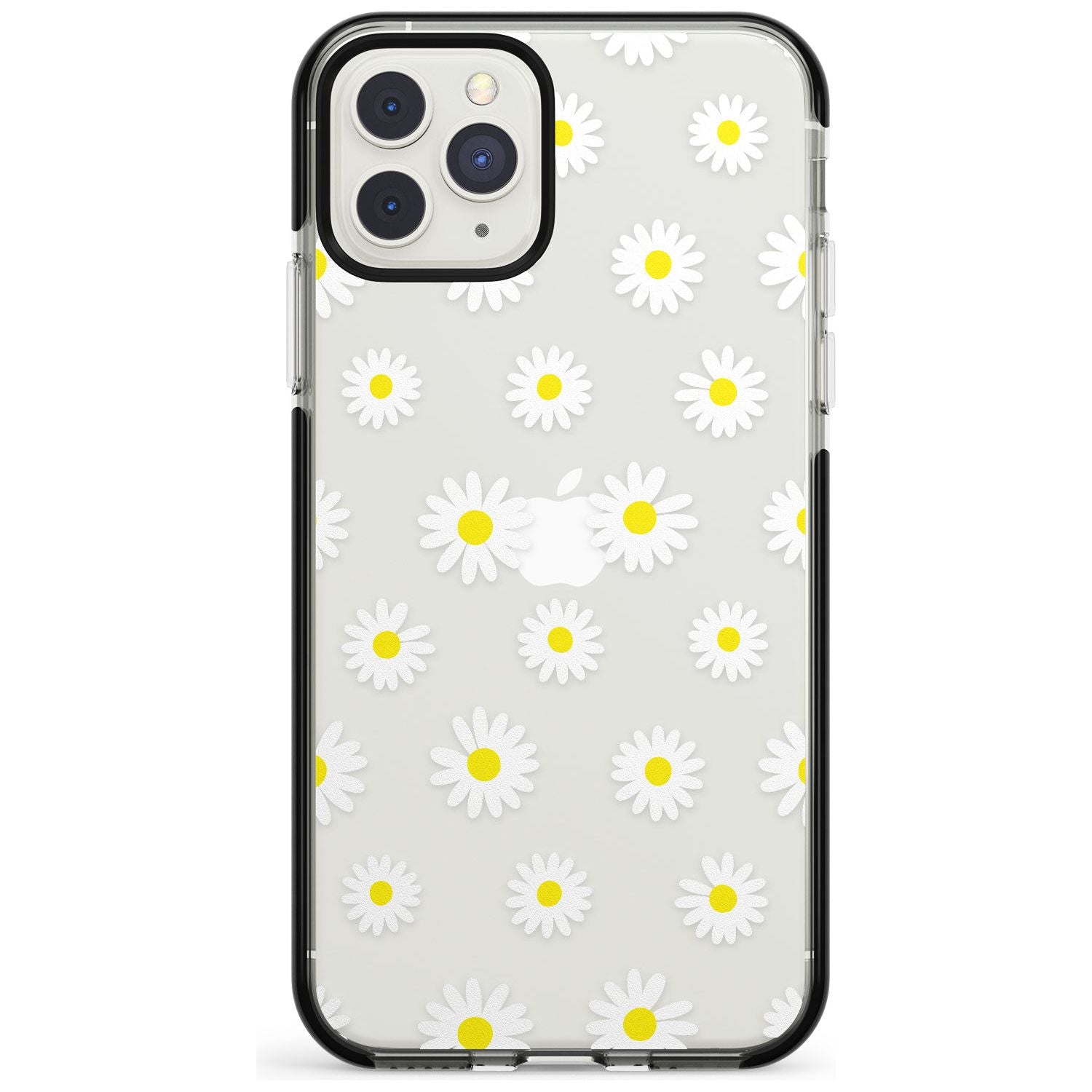 White Daisy Pattern (Clear) Black Impact Phone Case for iPhone 11 Pro Max