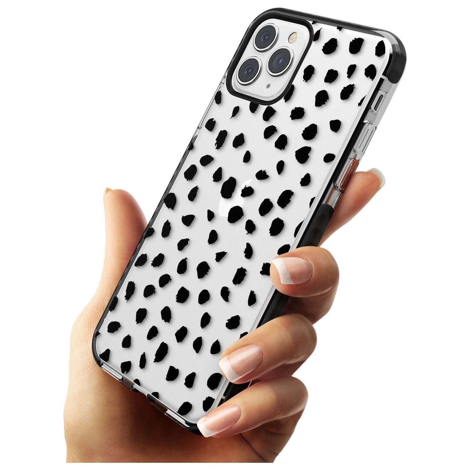 Black on Transparent Dalmatian Polka Dot Spots Black Impact Phone Case for iPhone 11 Pro Max