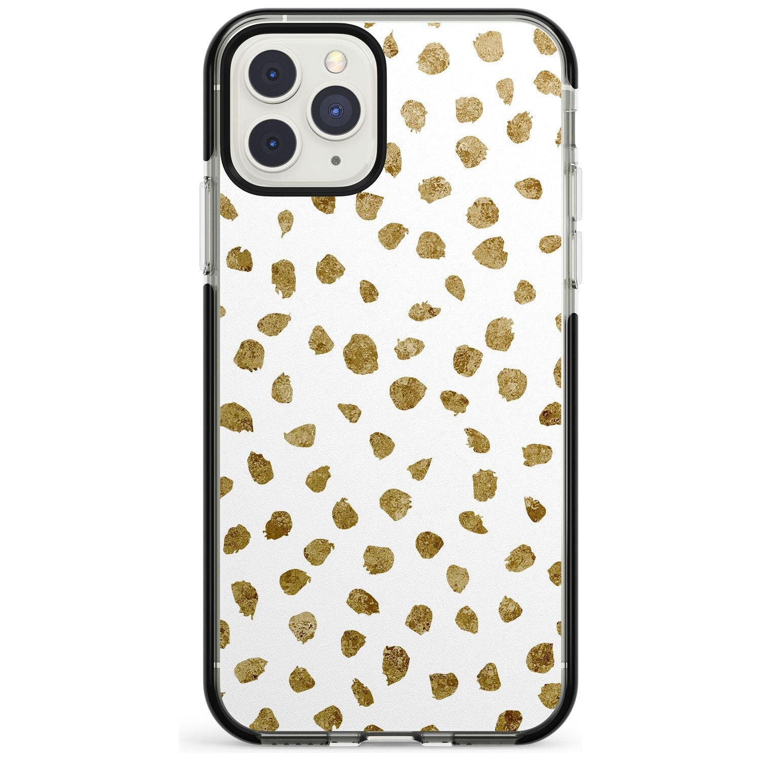 Gold Look on White Dalmatian Polka Dot Spots Black Impact Phone Case for iPhone 11 Pro Max