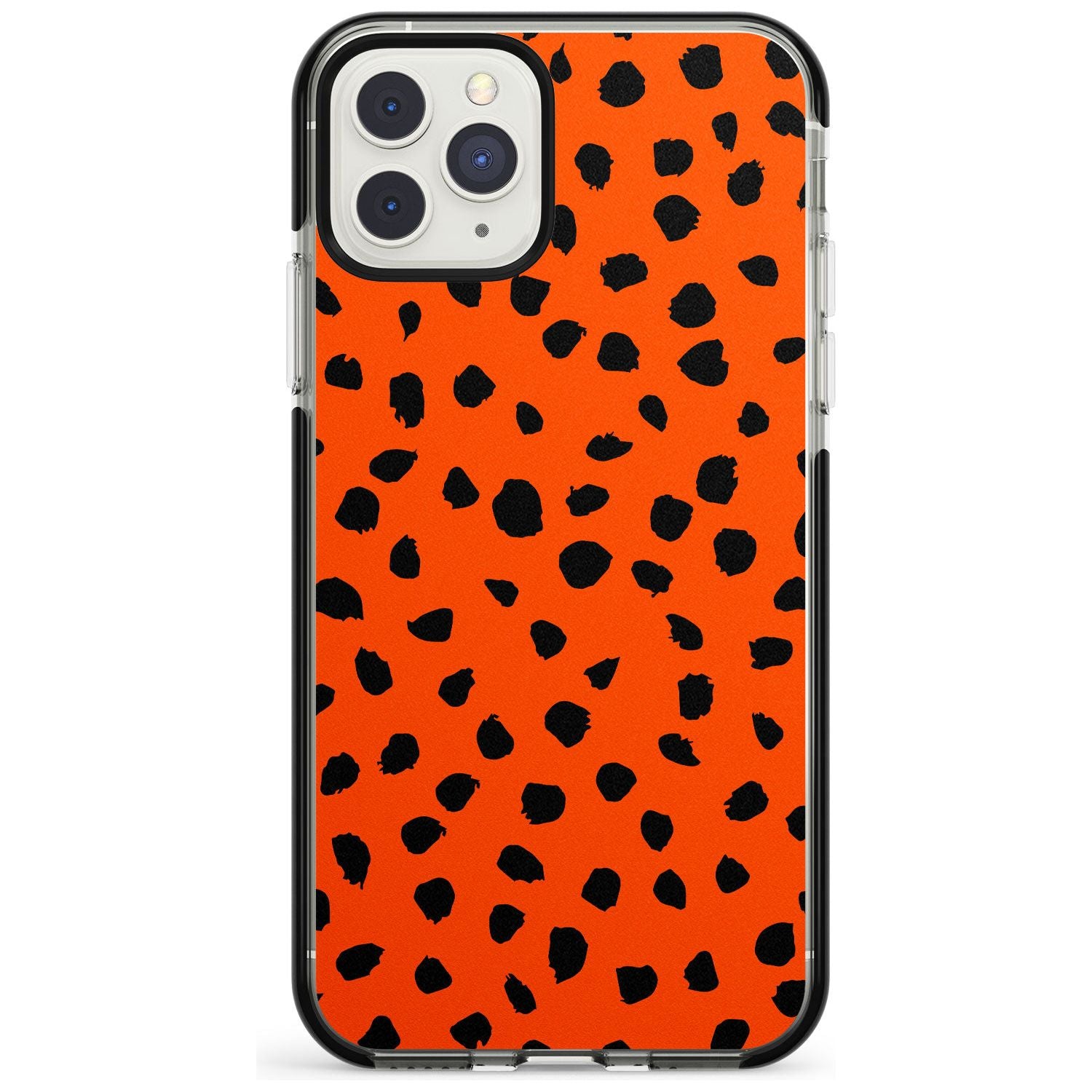 Black & Bright Red Dalmatian Polka Dot Spots Black Impact Phone Case for iPhone 11 Pro Max