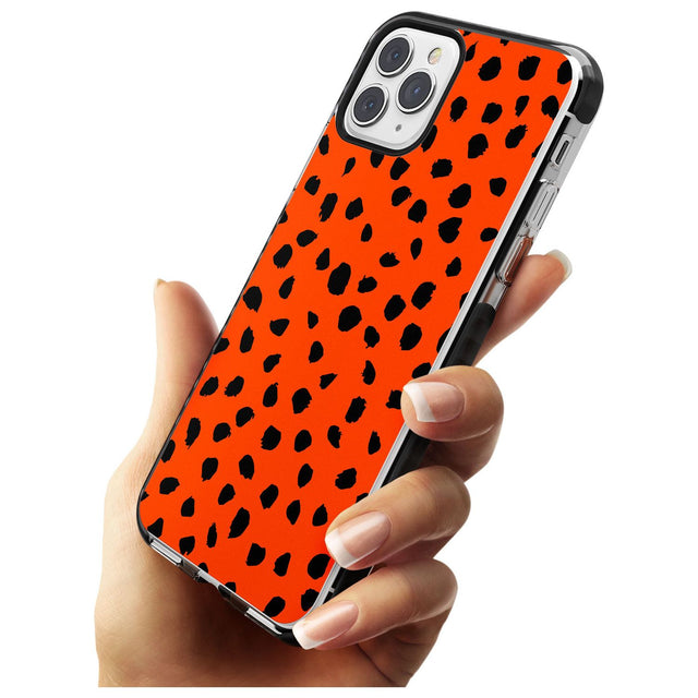 Black & Bright Red Dalmatian Polka Dot Spots Black Impact Phone Case for iPhone 11 Pro Max