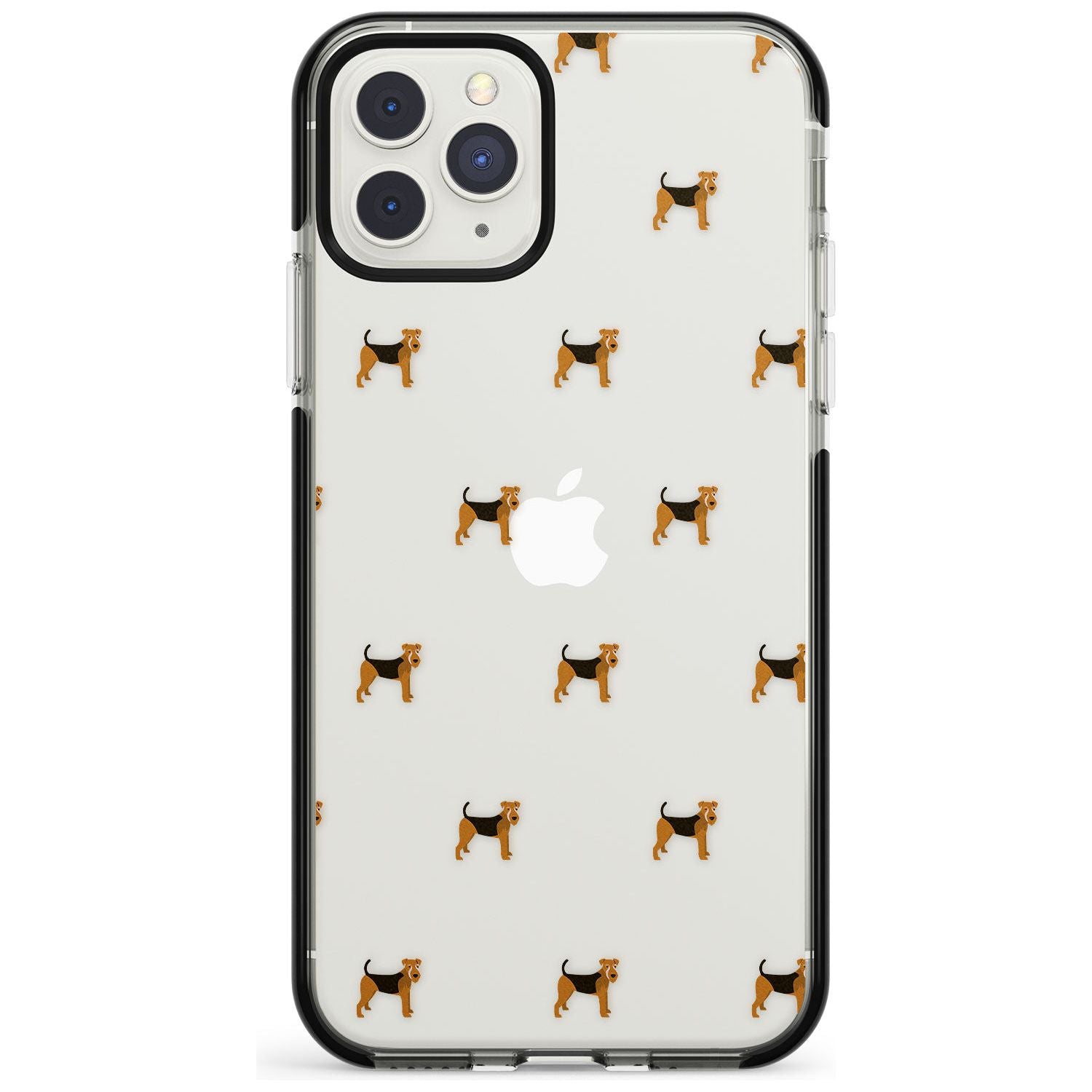 Airedale Terrier Dog Pattern Clear Black Impact Phone Case for iPhone 11 Pro Max