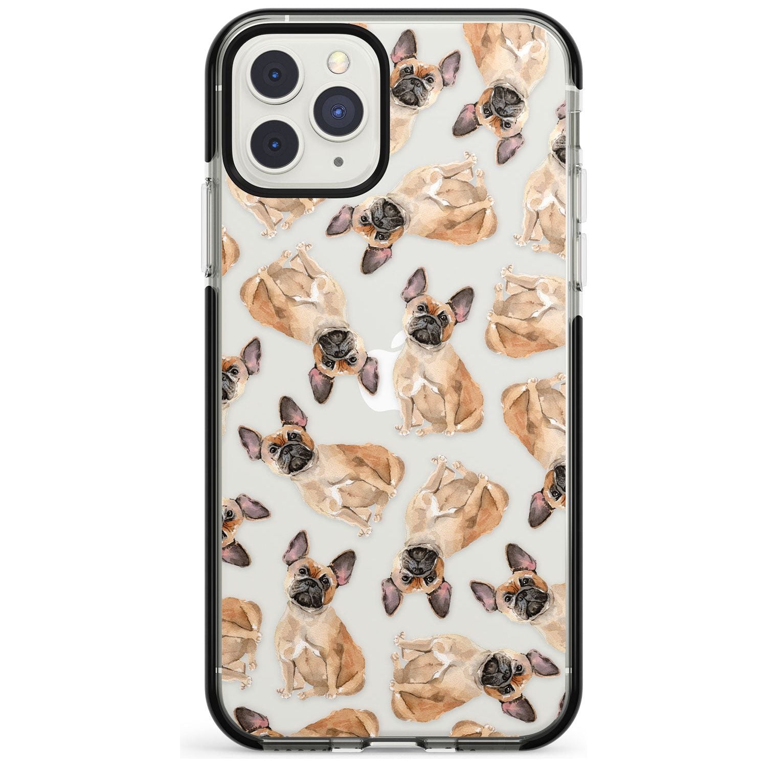 French Bulldog Watercolour Dog Pattern Black Impact Phone Case for iPhone 11 Pro Max