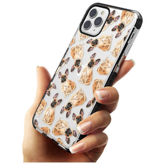 French Bulldog Watercolour Dog Pattern Black Impact Phone Case for iPhone 11 Pro Max