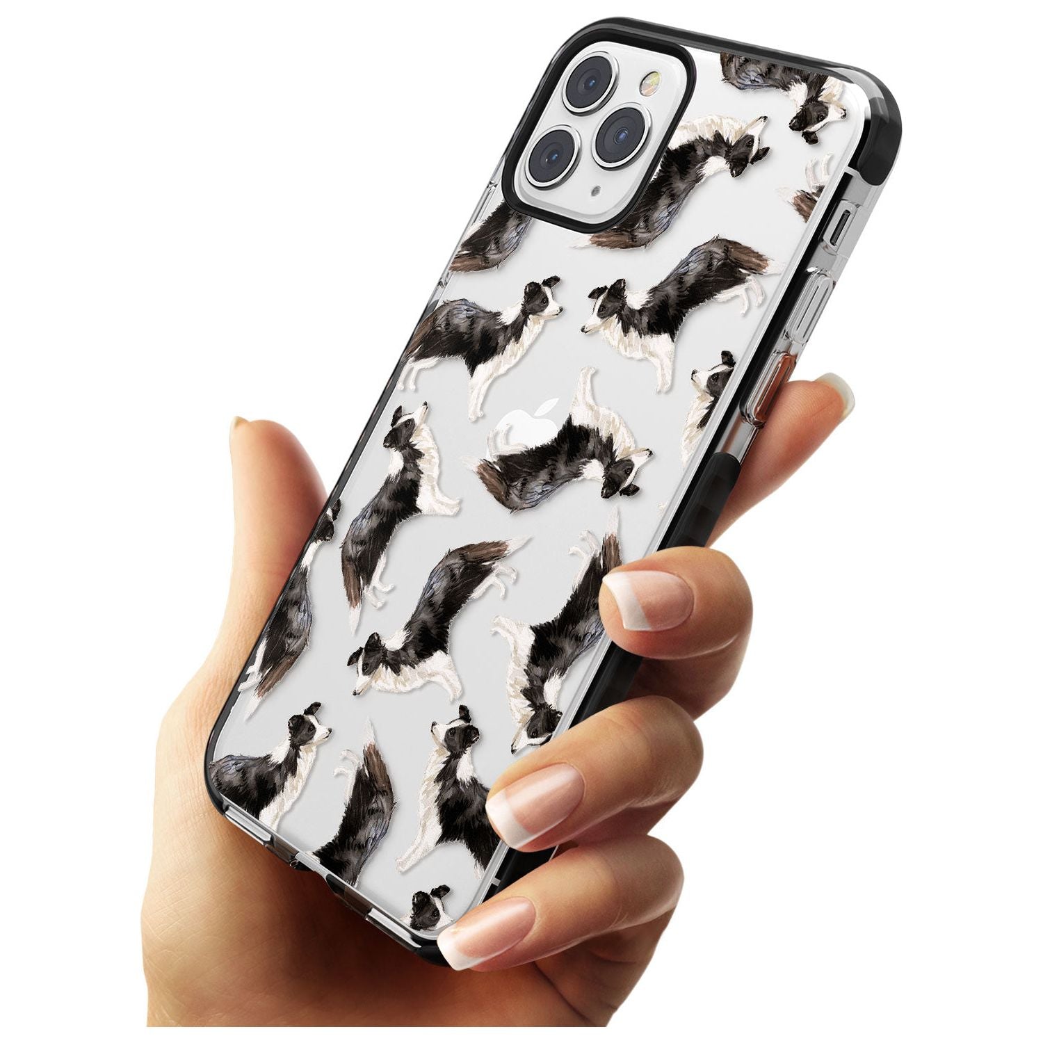 Border Collie Watercolour Dog Pattern Black Impact Phone Case for iPhone 11 Pro Max