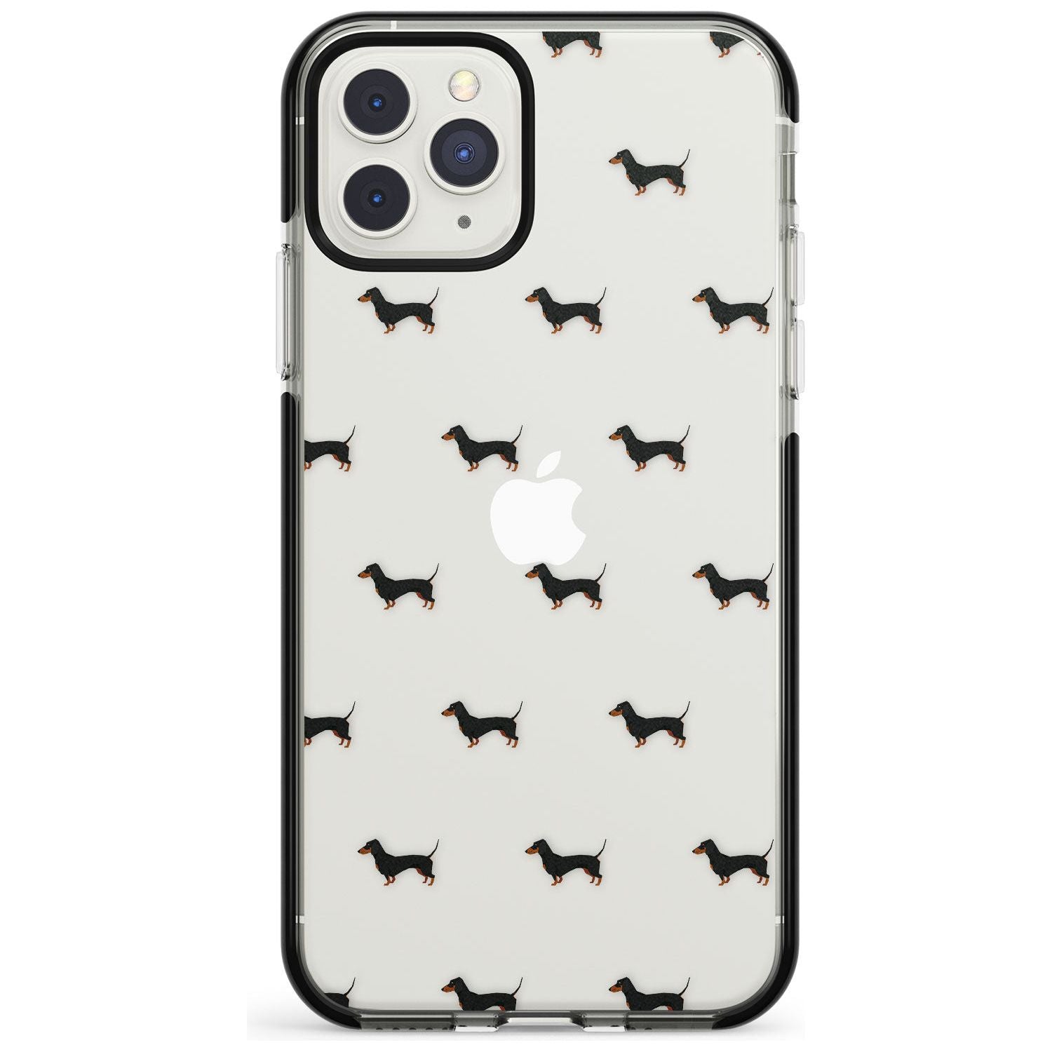 Dachshund Dog Pattern Clear Black Impact Phone Case for iPhone 11 Pro Max