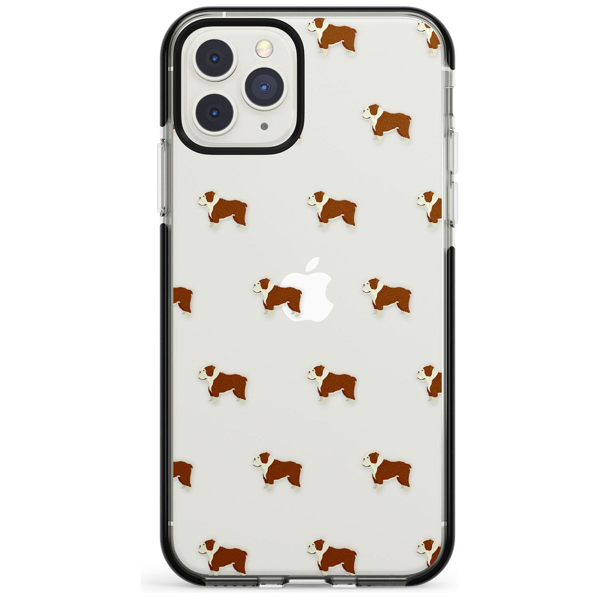 English Bulldog Dog Pattern Clear Black Impact Phone Case for iPhone 11 Pro Max