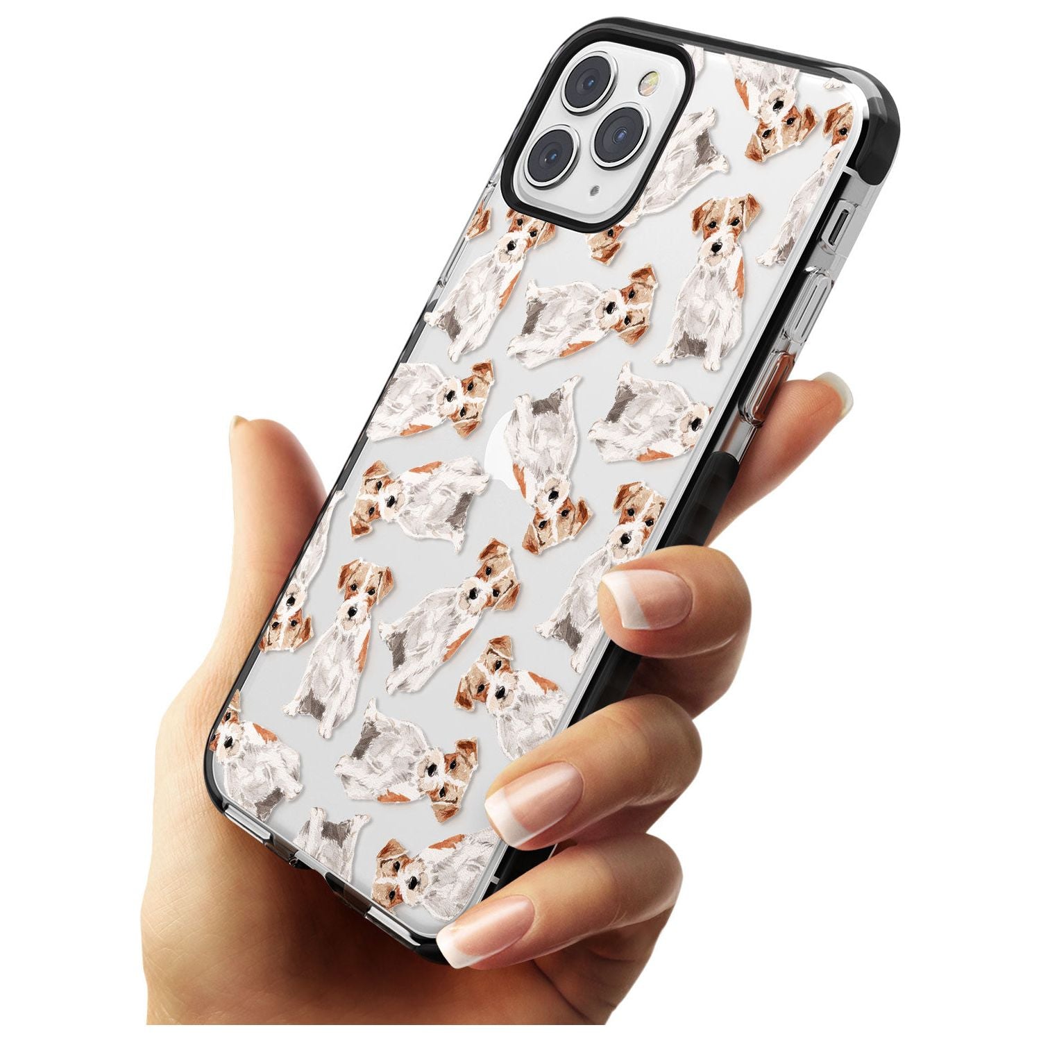 Wirehaired Jack Russell Watercolour Dog Pattern Black Impact Phone Case for iPhone 11 Pro Max