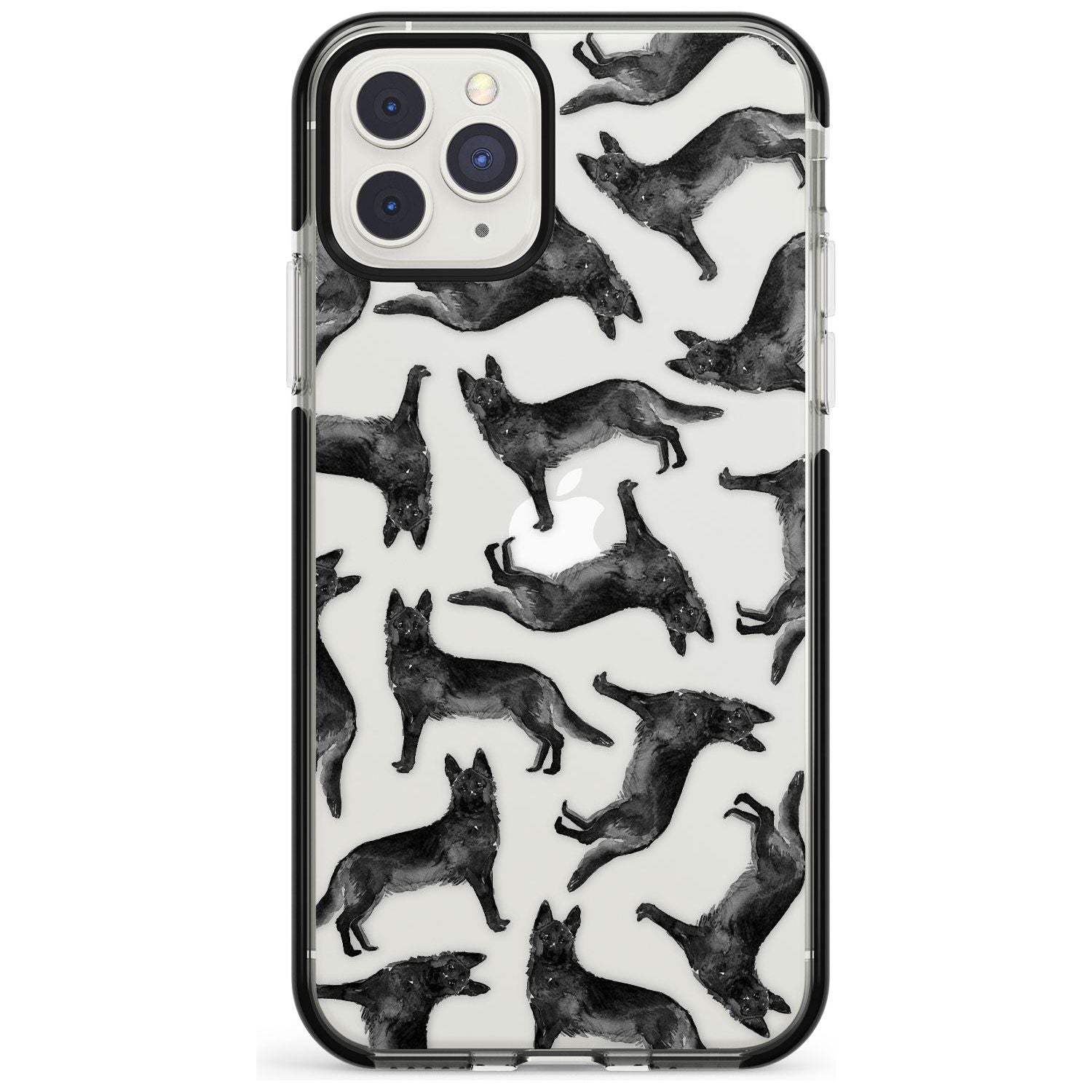 German Shepherd (Black) Watercolour Dog Pattern Black Impact Phone Case for iPhone 11 Pro Max