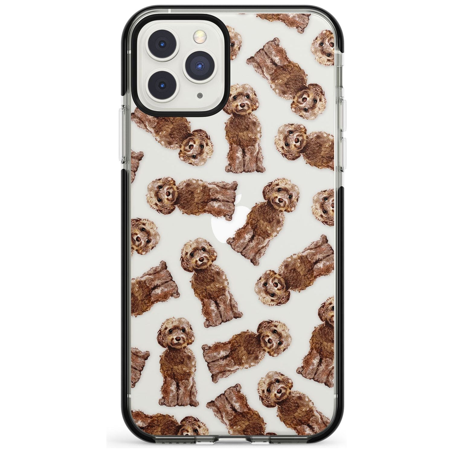 Cockapoo (Brown) Watercolour Dog Pattern Black Impact Phone Case for iPhone 11 Pro Max