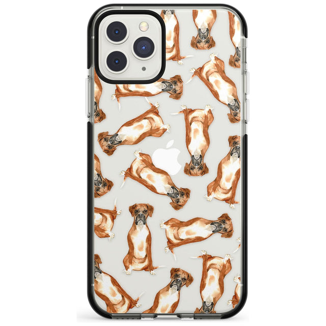 Boxer Watercolour Dog Pattern Black Impact Phone Case for iPhone 11 Pro Max