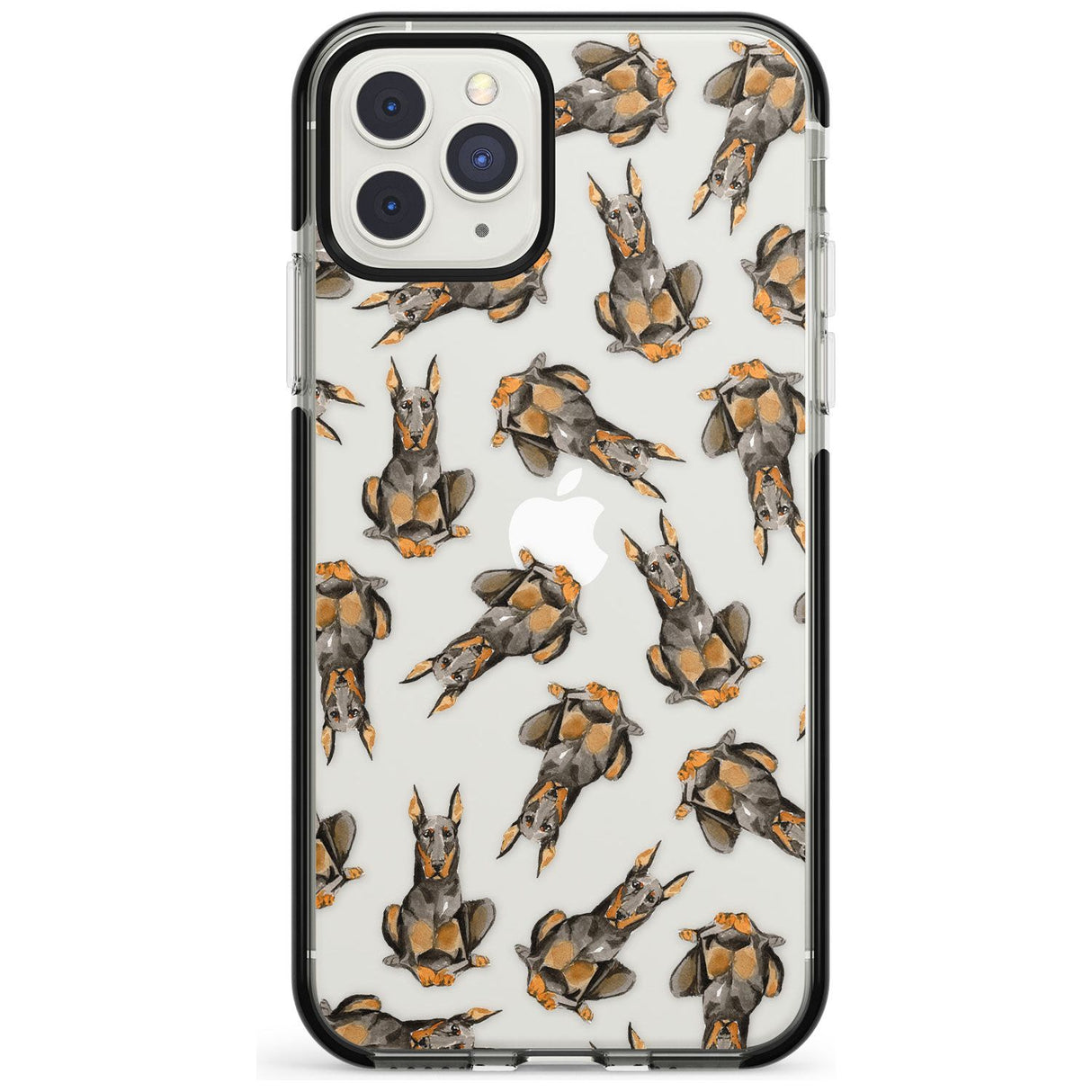 Doberman (Cropped) Watercolour Dog Pattern Black Impact Phone Case for iPhone 11 Pro Max