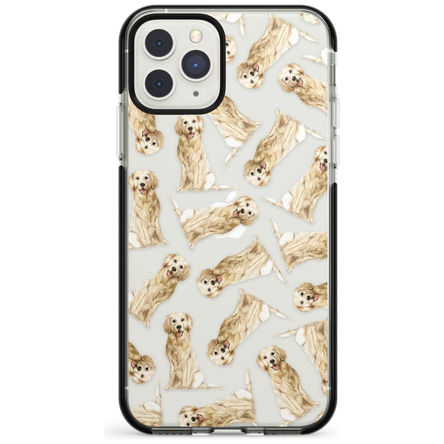 Golden Retriever Watercolour Dog Pattern Black Impact Phone Case for iPhone 11 Pro Max