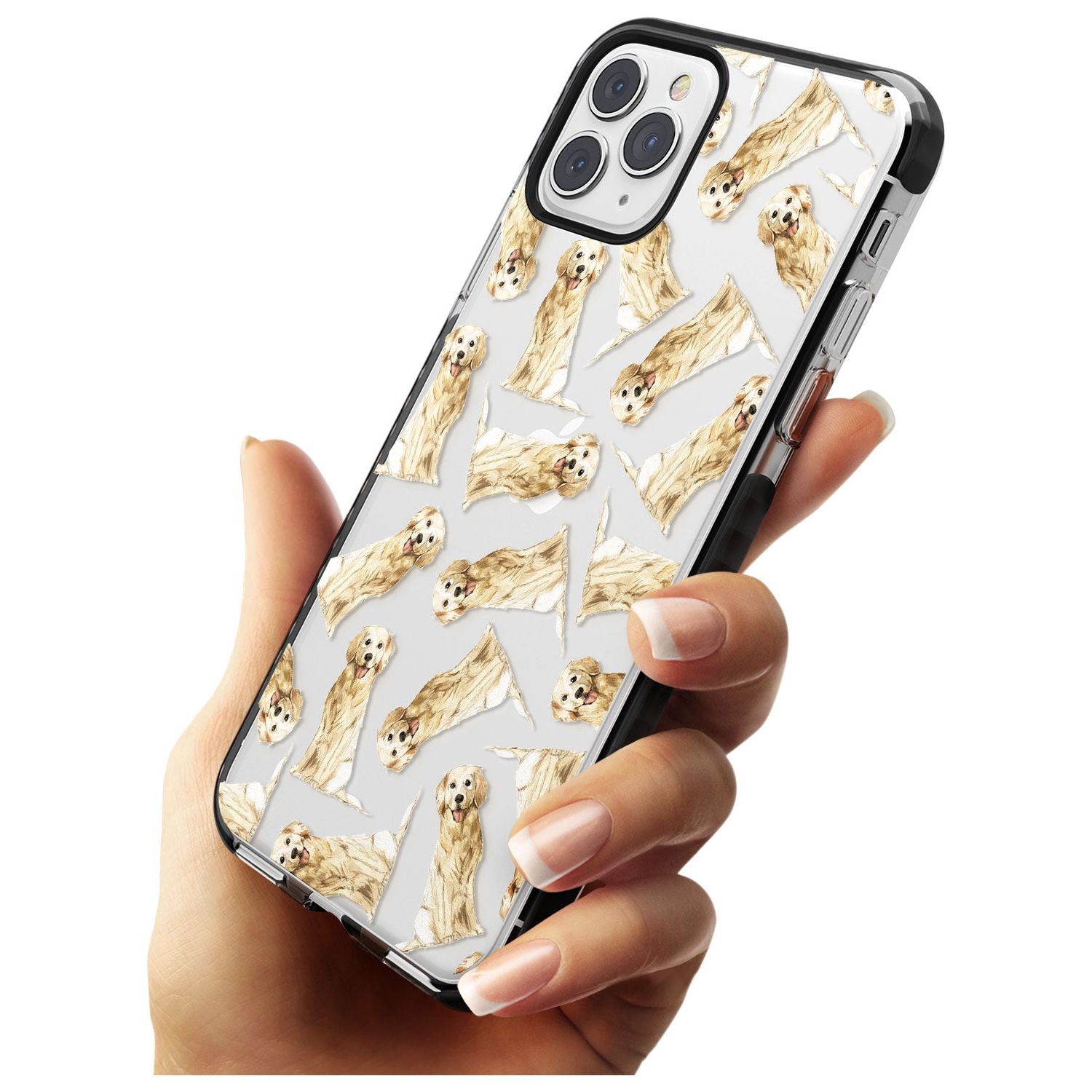 Golden Retriever Watercolour Dog Pattern Black Impact Phone Case for iPhone 11 Pro Max