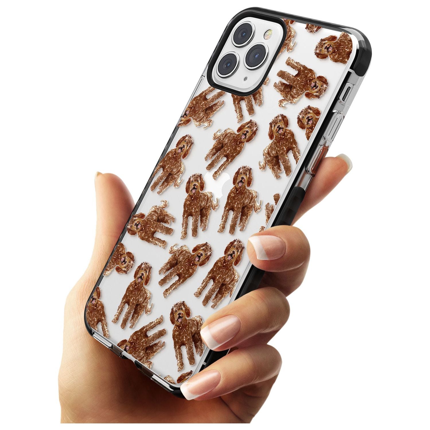 Labradoodle (Brown) Watercolour Dog Pattern Black Impact Phone Case for iPhone 11 Pro Max