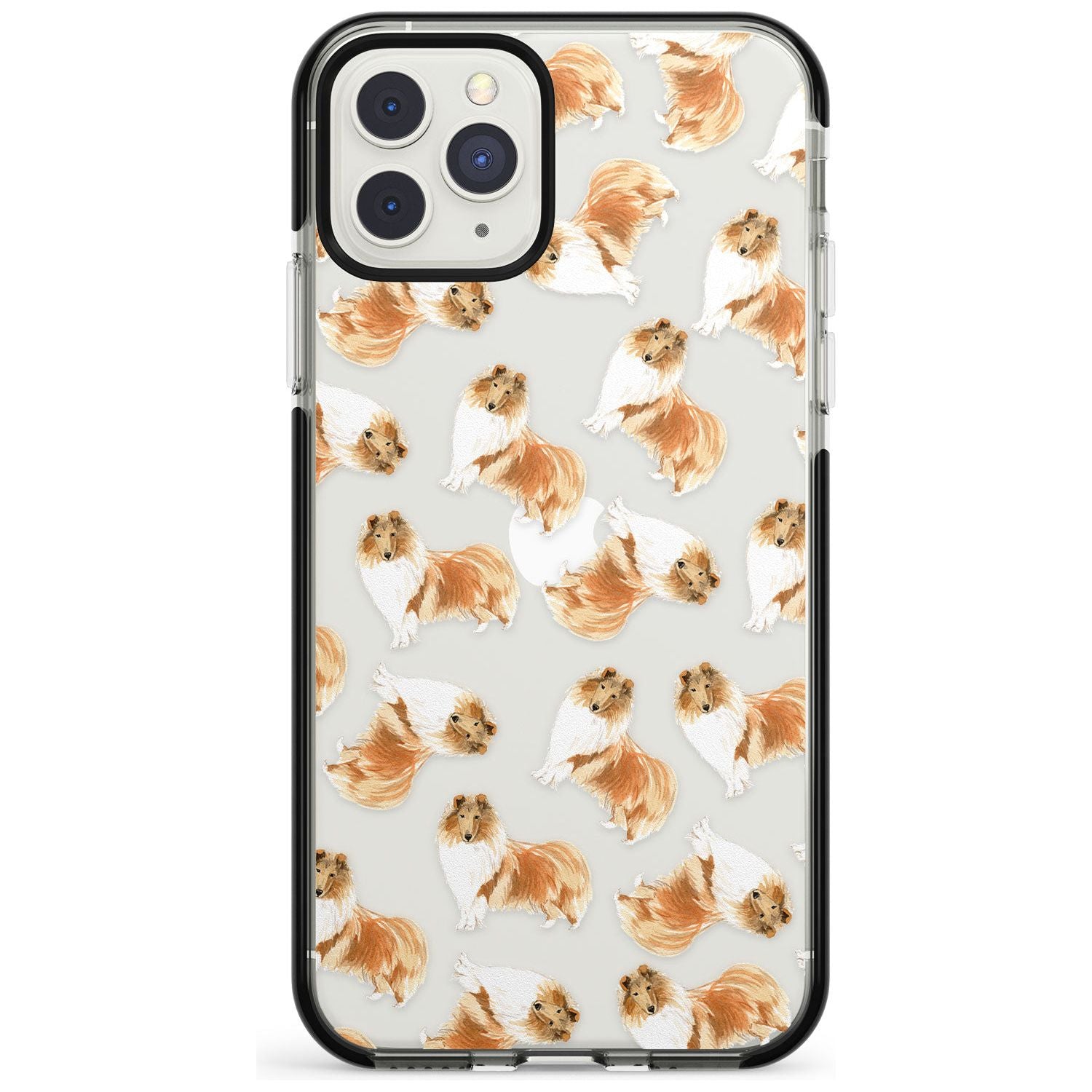 Rough Collie Watercolour Dog Pattern Black Impact Phone Case for iPhone 11 Pro Max